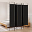 Berkfield 5-Panel Room Divider Black 200x220 cm Fabric