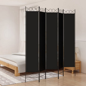 Berkfield 5-Panel Room Divider Black 200x220 cm Fabric