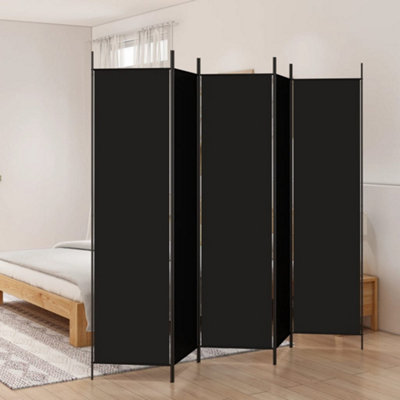 Berkfield 5-Panel Room Divider Black 250x200 cm Fabric | DIY at B&Q