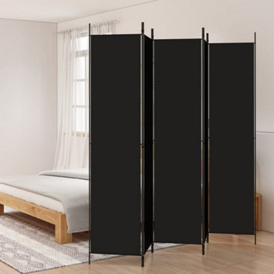 Berkfield 5-Panel Room Divider Black 250x220 cm Fabric | DIY at B&Q