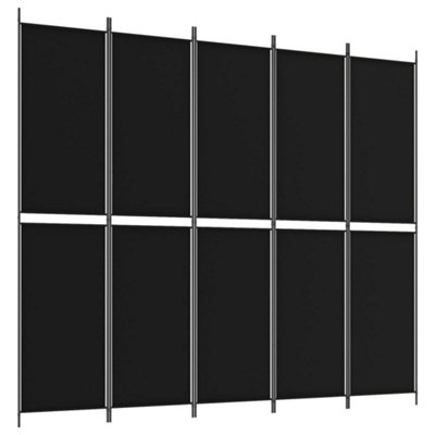 Berkfield 5-Panel Room Divider Black 250x220 cm Fabric