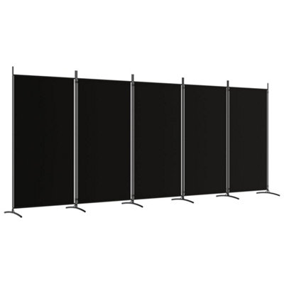Berkfield 5-Panel Room Divider Black 433x180 cm Fabric