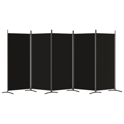 Berkfield 5-Panel Room Divider Black 433x180 cm Fabric