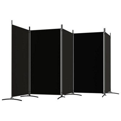 Berkfield 5-Panel Room Divider Black 433x180 cm Fabric