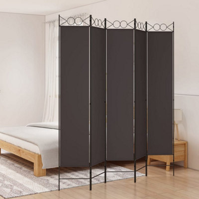 Berkfield 5-Panel Room Divider Brown 200x220 cm Fabric | DIY at B&Q