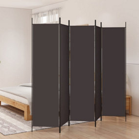 Berkfield 5-Panel Room Divider Brown 250x200 cm Fabric