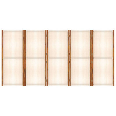 Berkfield 5-Panel Room Divider Cream White 350x180 cm