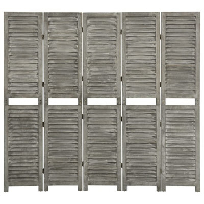 Berkfield 5-Panel Room Divider Grey 179x166 cm Solid Wood