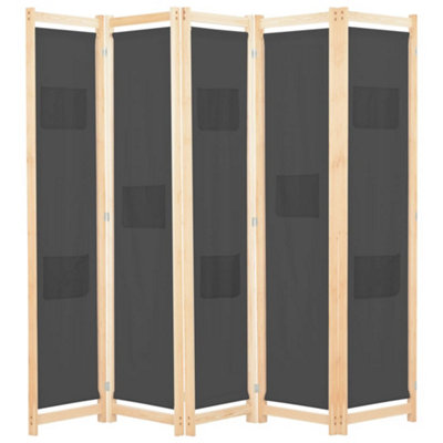 Berkfield 5-Panel Room Divider Grey 200x170x4 cm Fabric