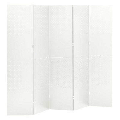 Berkfield 5-Panel Room Divider White 200x180 cm Steel