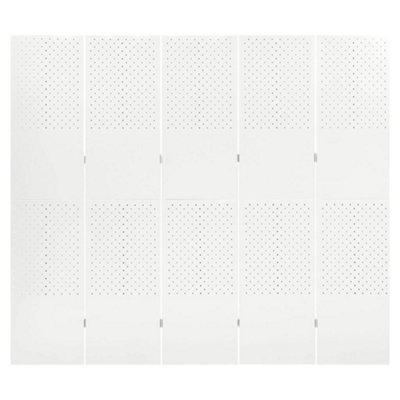 Berkfield 5-Panel Room Divider White 200x180 cm Steel