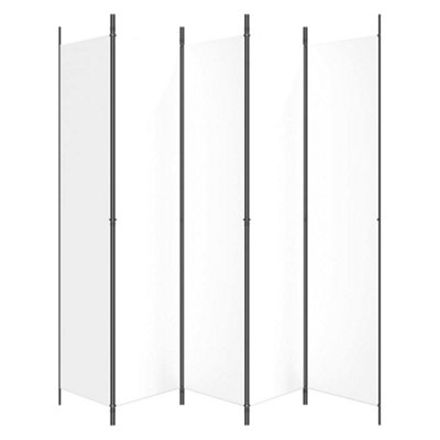 Berkfield 5-Panel Room Divider White 250x220 cm Fabric