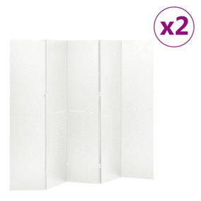 Berkfield 5-Panel Room Dividers 2 pcs White 200x180 cm Steel