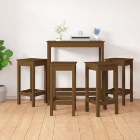 Berkfield 5 Piece Bar Set Honey Brown Solid Wood Pine