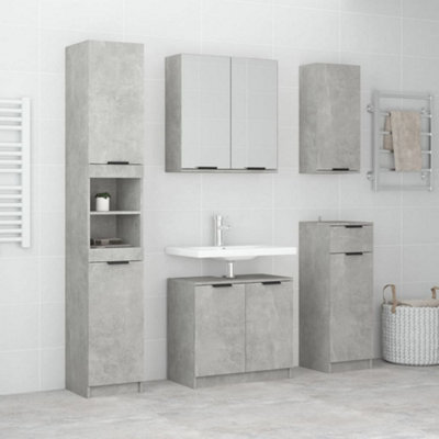 Berkfield 5 Piece Bathroom Cabinet Set Concrete Grey Engineered Wood Price Comparisons | Compare The Build