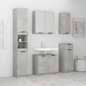 Berkfield 5 Piece Bathroom Cabinet Set Concrete Grey Engineered Wood