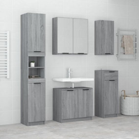 Berkfield 5 Piece Bathroom Cabinet Set Grey Sonoma Engineered Wood