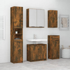Berkfield 5 Piece Bathroom Cabinet Set Smoked Oak Engineered Wood
