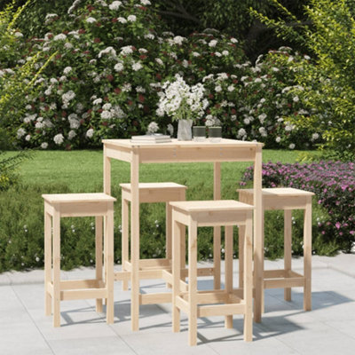 Berkfield 5 Piece Garden Bar Set Solid Wood Pine