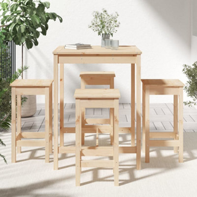 Berkfield 5 Piece Garden Bar Set Solid Wood Pine