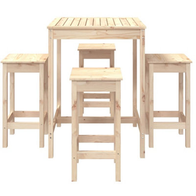 Berkfield 5 Piece Garden Bar Set Solid Wood Pine