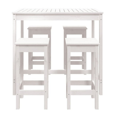 Berkfield 5 Piece Garden Bar Set White Solid Wood Pine