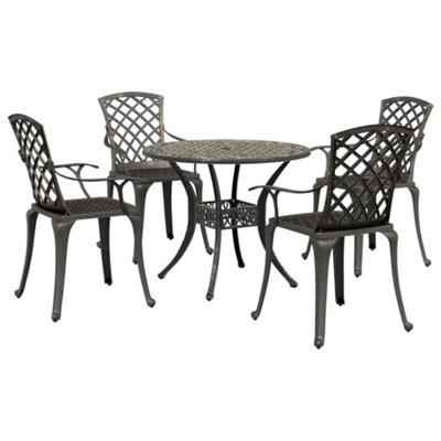 Berkfield 5 Piece Garden Dining Set Bronze Cast Aluminium
