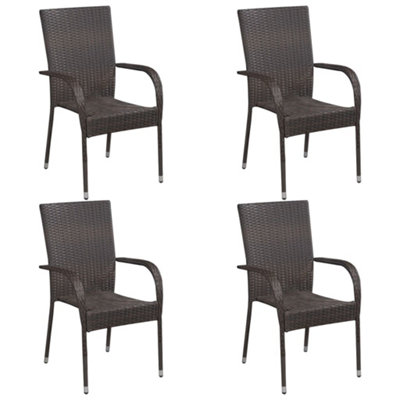 Berkfield 5 Piece Garden Dining Set Poly Rattan Brown