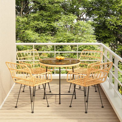 5 piece rattan outdoor deals dining set