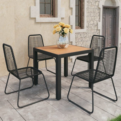 Berkfield 5 Piece Garden Dining Set PVC Rattan Black and Brown