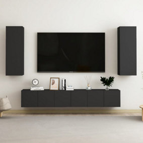 Berkfield 5 Piece TV Cabinet Set Black Engineered Wood