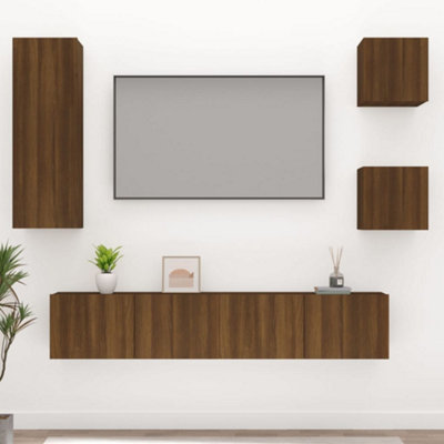 Berkfield 5 Piece TV Cabinet Set Brown Oak Engineered Wood