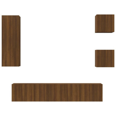 Berkfield 5 Piece TV Cabinet Set Brown Oak Engineered Wood