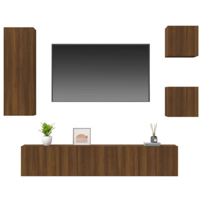 Berkfield 5 Piece TV Cabinet Set Brown Oak Engineered Wood