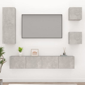 Berkfield 5 Piece TV Cabinet Set Concrete Grey Engineered Wood