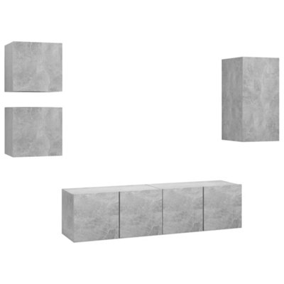Berkfield 5 Piece TV Cabinet Set Concrete Grey Engineered Wood