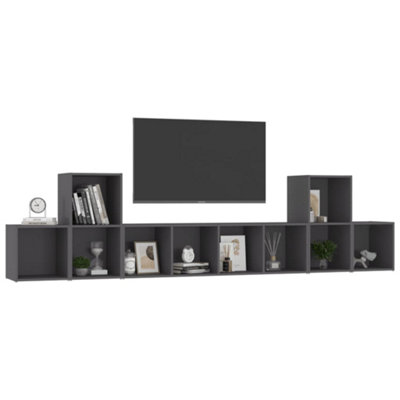 Berkfield 5 Piece TV Cabinet Set Grey Engineered Wood