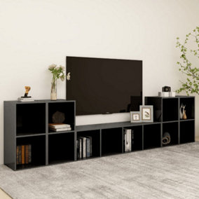 Berkfield 5 Piece TV Cabinet Set High Gloss Grey Engineered Wood