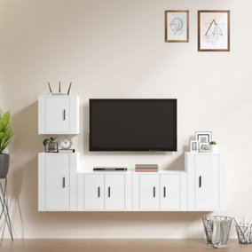 Berkfield 5 Piece TV Cabinet Set High Gloss White Engineered Wood