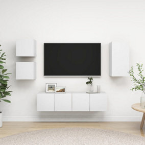 Berkfield 5 Piece TV Cabinet Set White Engineered Wood