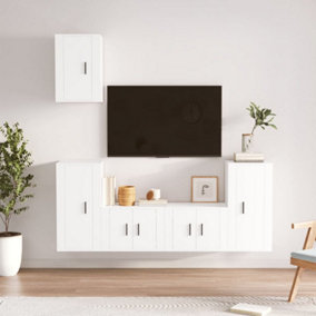 Berkfield 5 Piece TV Cabinet Set White Engineered Wood