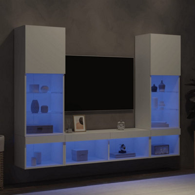 Berkfield 5 Piece TV Wall Units with LED White Engineered Wood