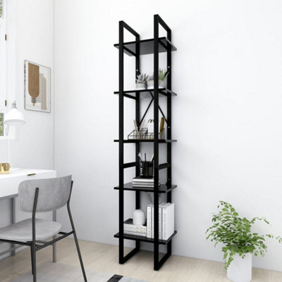 Berkfield 5-Tier Book Cabinet Black 40x30x175 cm Engineered Wood