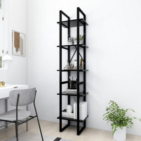 Berkfield 5-Tier Book Cabinet Black 40x30x175 cm Engineered Wood