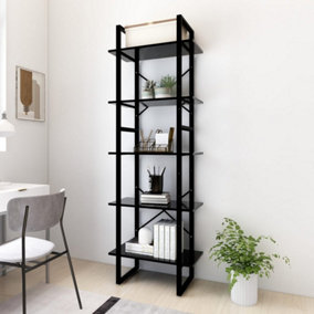 Berkfield 5-Tier Book Cabinet Black 60x30x175 cm Engineered Wood