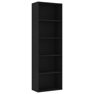 Berkfield 5-Tier Book Cabinet Black 60x30x189 cm Engineered Wood