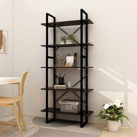 Berkfield 5-Tier Book Cabinet Black 80x30x175 cm Pinewood
