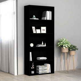 Berkfield 5-Tier Book Cabinet Black 80x30x189 cm Engineered Wood