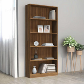 Berkfield 5-Tier Book Cabinet Brown Oak 80x24x175 cm Engineered Wood