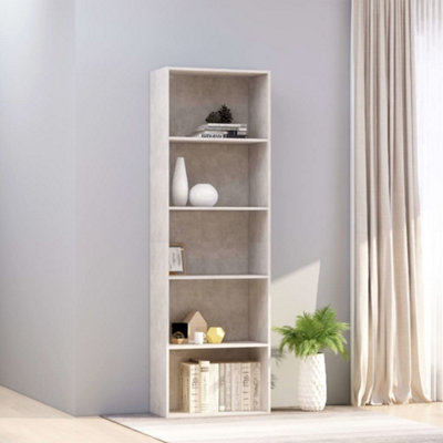 Berkfield 5-Tier Book Cabinet Concrete Grey 60x30x189 cm Engineered Wood